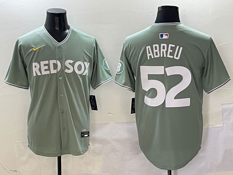 Men Boston Red Sox 52 Abreu Green Joint Name Game Nike 2025 MLB Jersey style 1